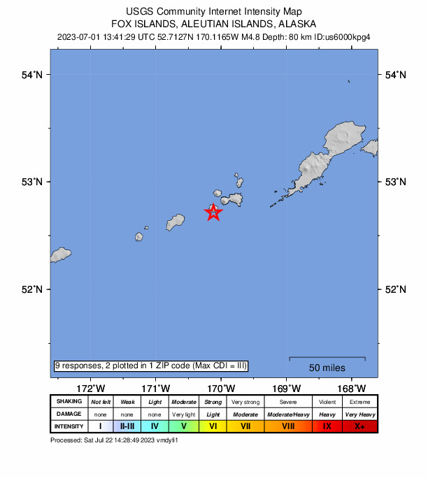 Did You Feel It? map: shaking reported by the public