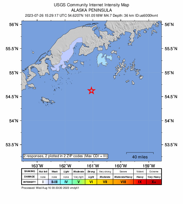 Did You Feel It? map: shaking reported by the public
