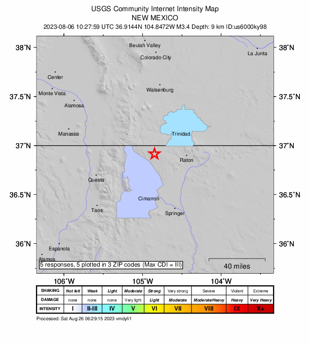 Did You Feel It? map: shaking reported by the public