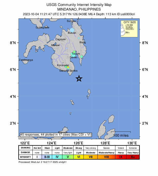 Did You Feel It? map: shaking reported by the public