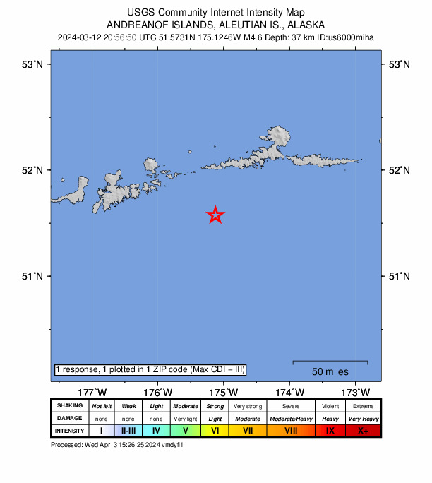 Did You Feel It? map: shaking reported by the public