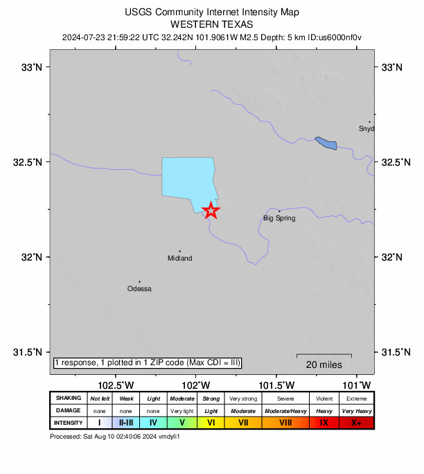 Did You Feel It? map: shaking reported by the public