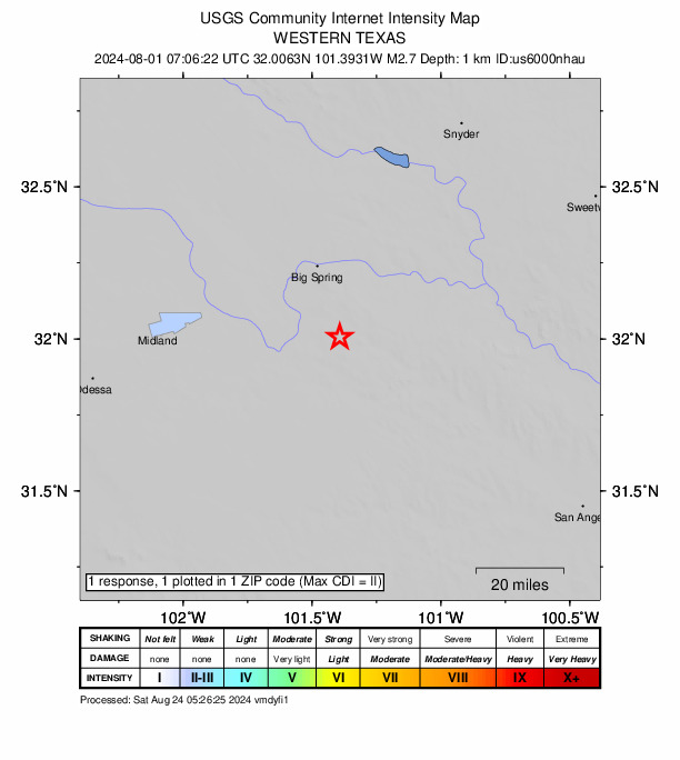 Did You Feel It? map: shaking reported by the public