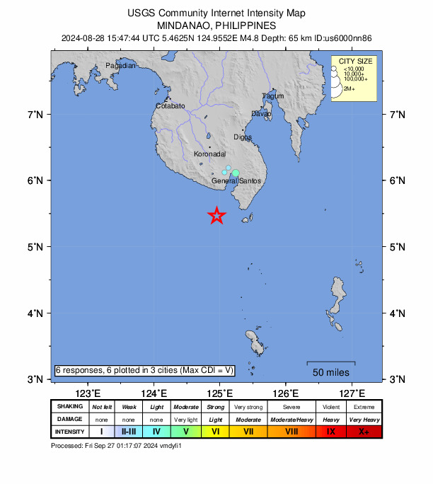 Did You Feel It? map: shaking reported by the public