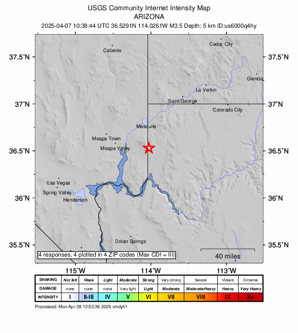 Did You Feel It? map: shaking reported by the public
