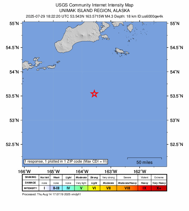 Did You Feel It? map: shaking reported by the public