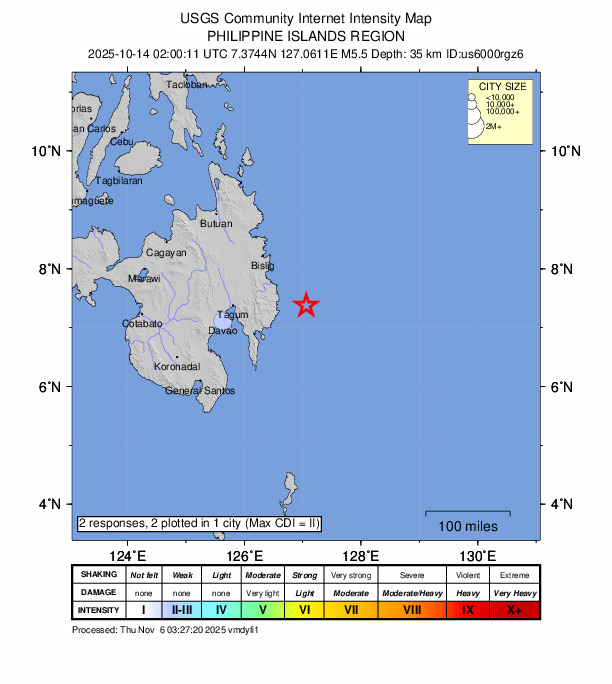Did You Feel It? map: shaking reported by the public