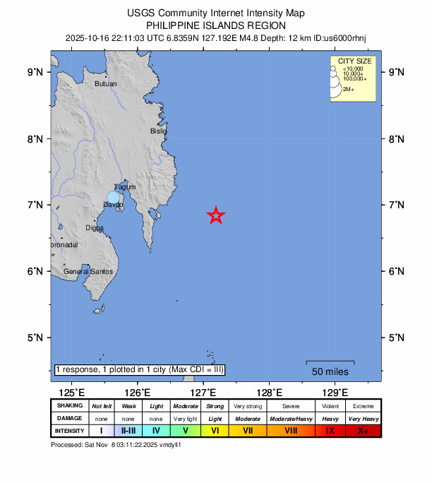 Did You Feel It? map: shaking reported by the public