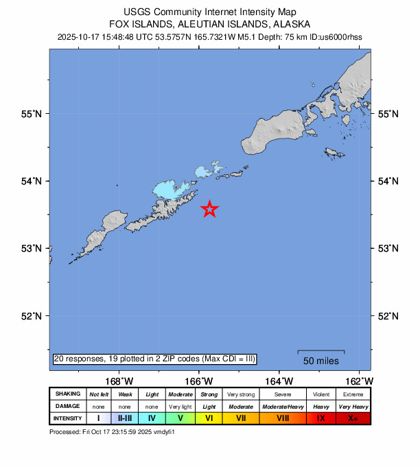 Did You Feel It? map: shaking reported by the public