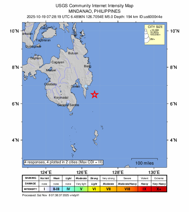 Did You Feel It? map: shaking reported by the public