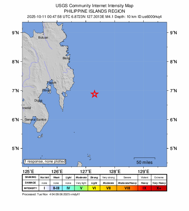 Did You Feel It? map: shaking reported by the public