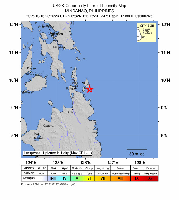 Did You Feel It? map: shaking reported by the public