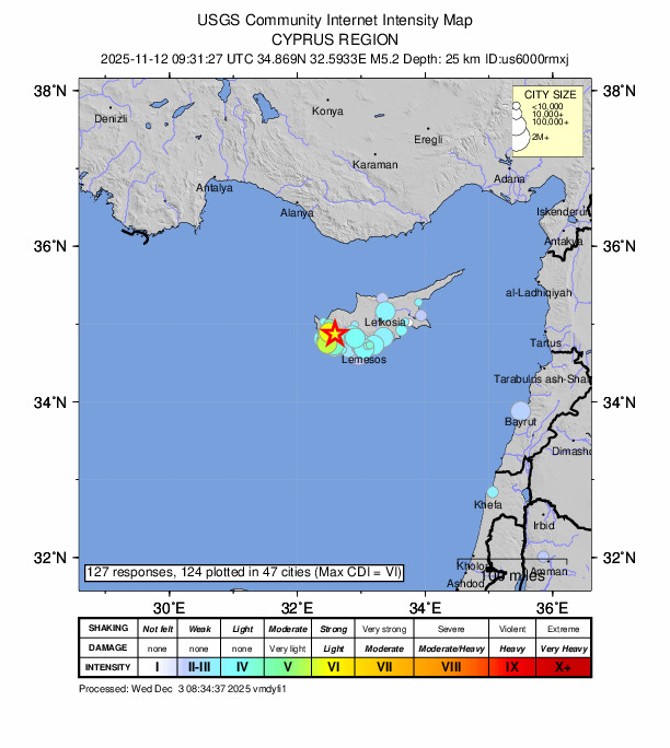 Did You Feel It? map: shaking reported by the public