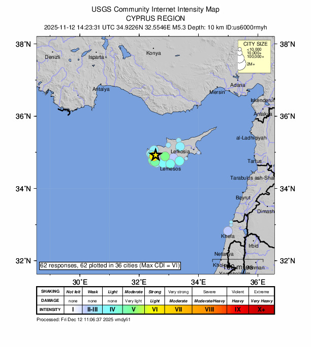 Did You Feel It? map: shaking reported by the public