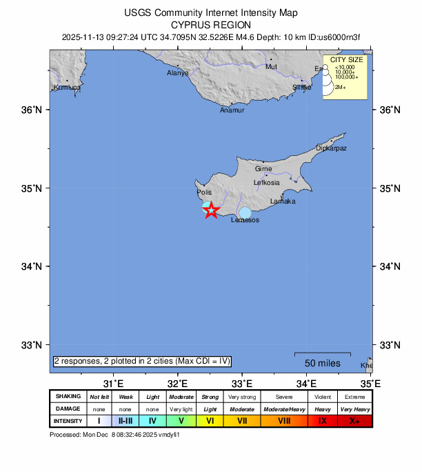 Did You Feel It? map: shaking reported by the public