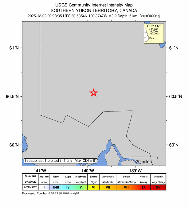 Did You Feel It? map: shaking reported by the public