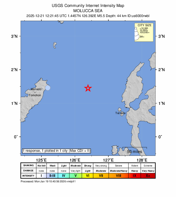 Did You Feel It? map: shaking reported by the public
