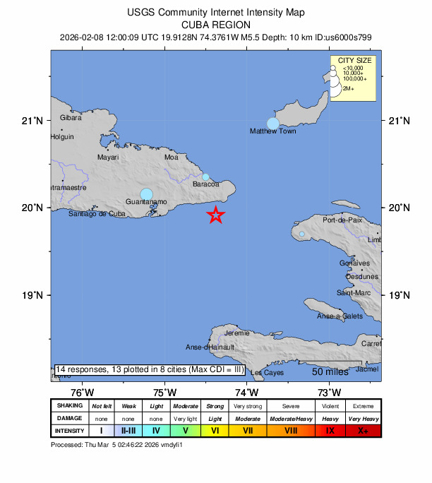 Did You Feel It? map: shaking reported by the public