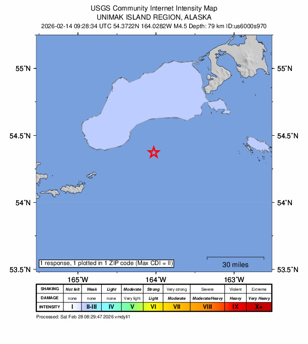 Did You Feel It? map: shaking reported by the public