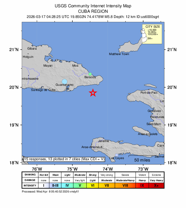 Did You Feel It? map: shaking reported by the public
