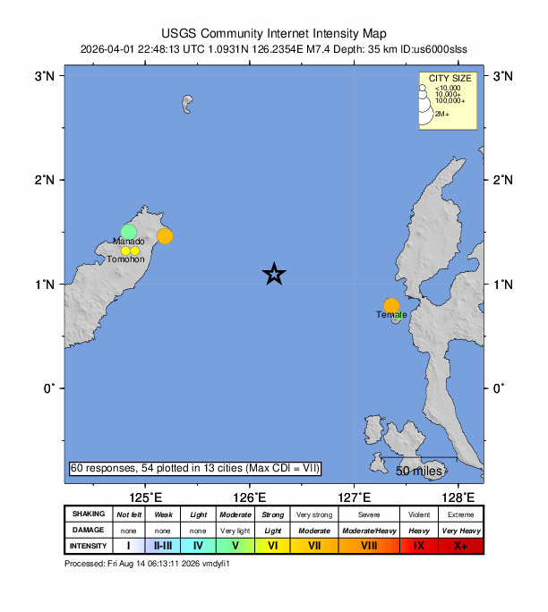 Did You Feel It? map: shaking reported by the public