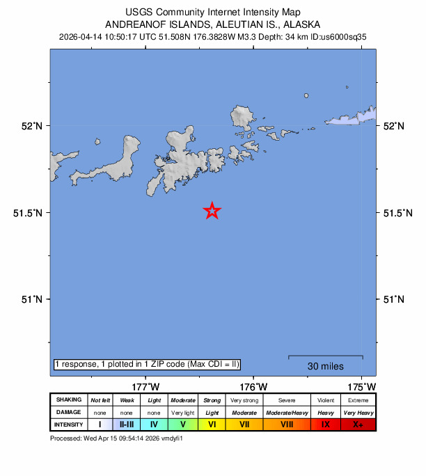 Did You Feel It? map: shaking reported by the public