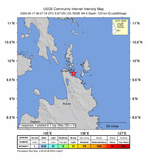 Did You Feel It? map: shaking reported by the public