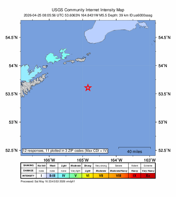 Did You Feel It? map: shaking reported by the public