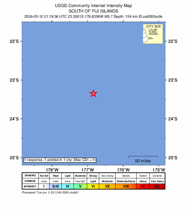Did You Feel It? map: shaking reported by the public