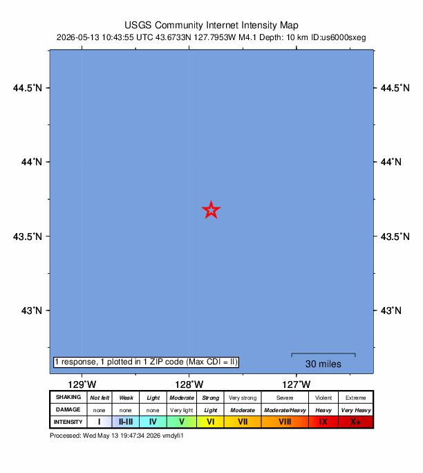 Did You Feel It? map: shaking reported by the public
