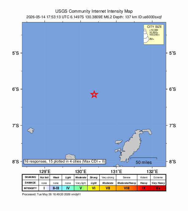 Did You Feel It? map: shaking reported by the public