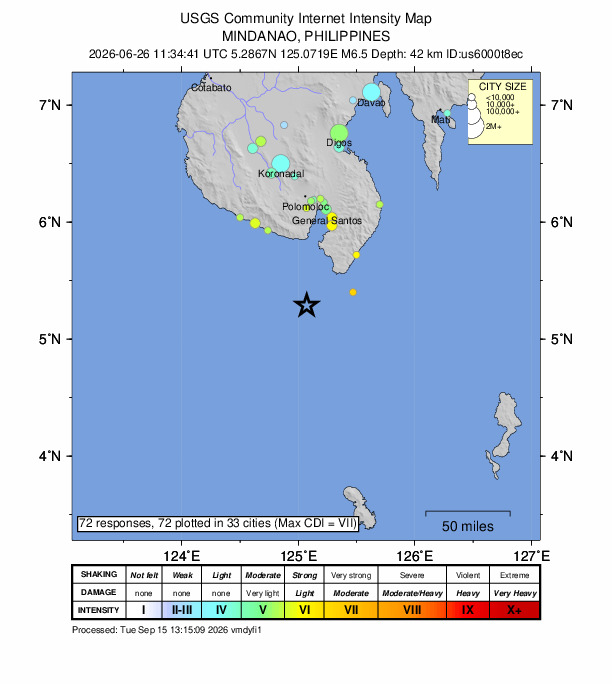 Did You Feel It? map: shaking reported by the public