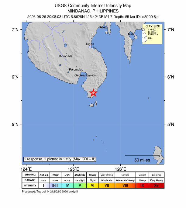 Did You Feel It? map: shaking reported by the public