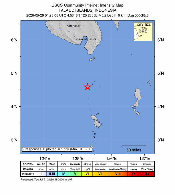Did You Feel It? map: shaking reported by the public