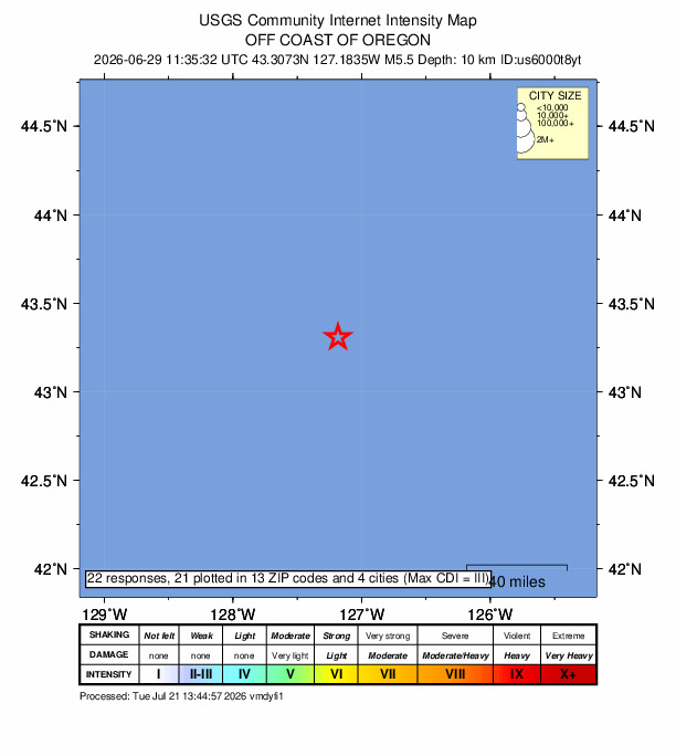 Did You Feel It? map: shaking reported by the public