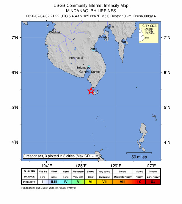 Did You Feel It? map: shaking reported by the public