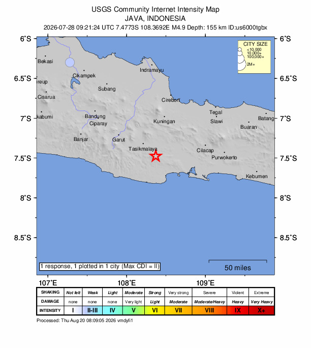 Did You Feel It? map: shaking reported by the public