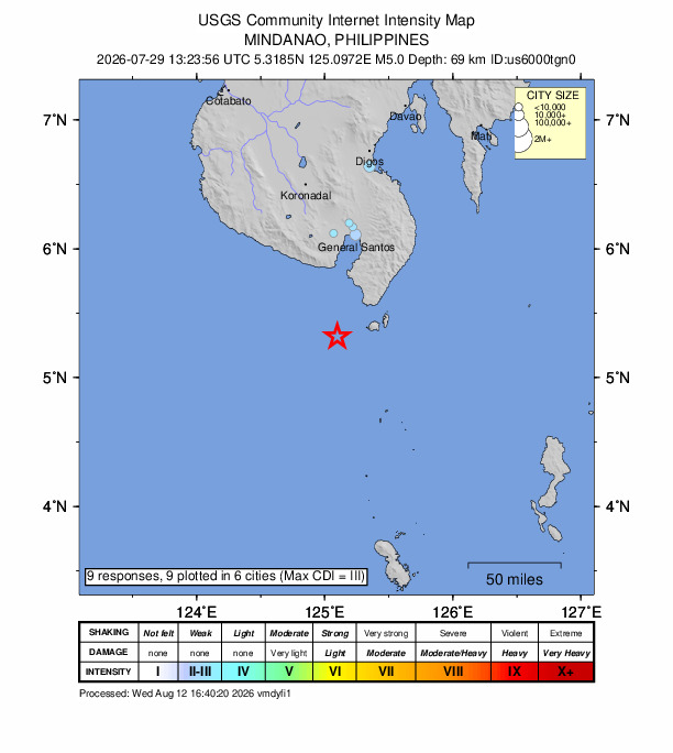 Did You Feel It? map: shaking reported by the public