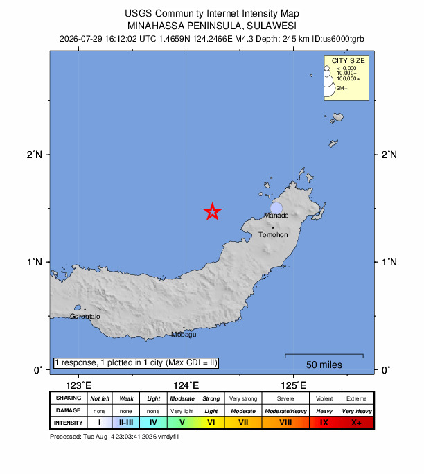Did You Feel It? map: shaking reported by the public