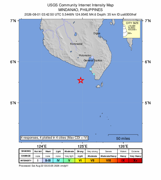 Did You Feel It? map: shaking reported by the public