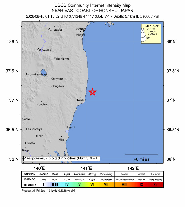 Did You Feel It? map: shaking reported by the public