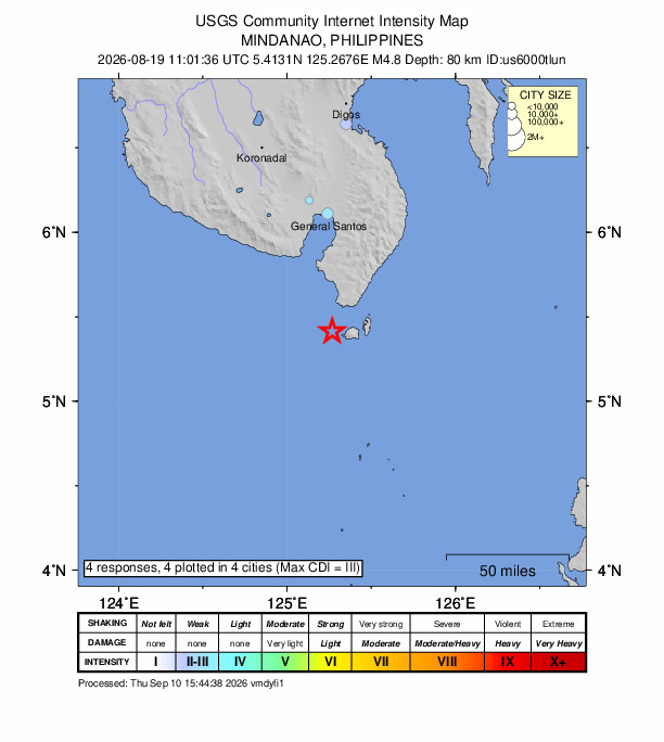 Did You Feel It? map: shaking reported by the public