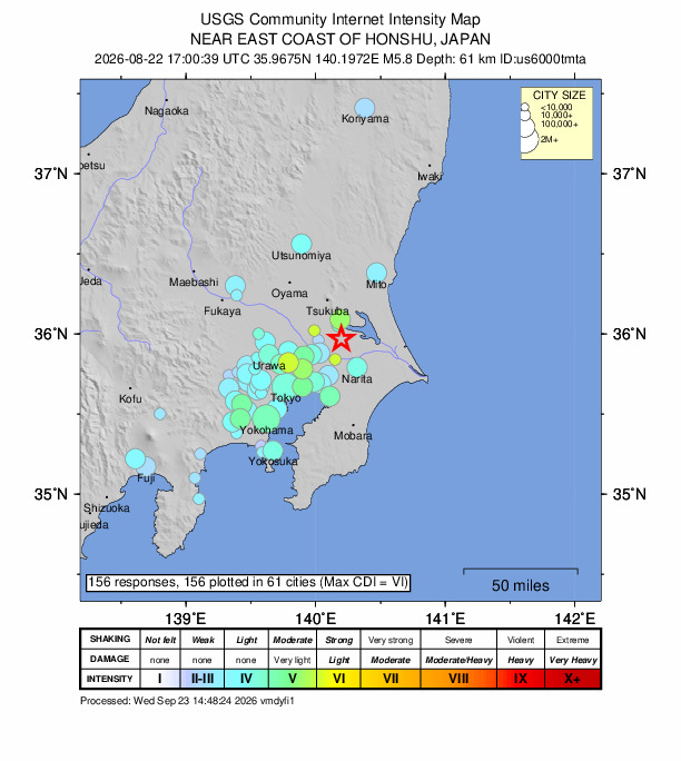 Did You Feel It? map: shaking reported by the public