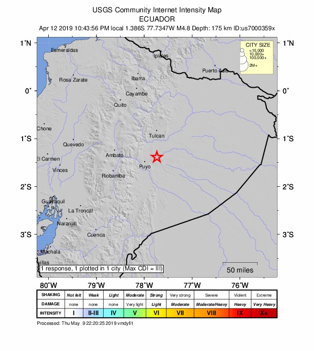 Did You Feel It? map: shaking reported by the public
