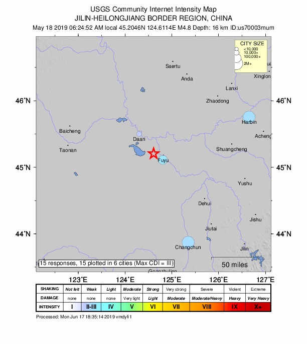 Did You Feel It? map: shaking reported by the public