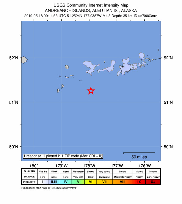 Did You Feel It? map: shaking reported by the public