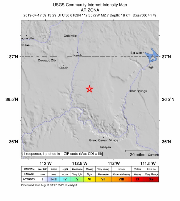 Did You Feel It? map: shaking reported by the public