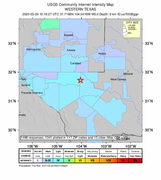 Did You Feel It? map: shaking reported by the public