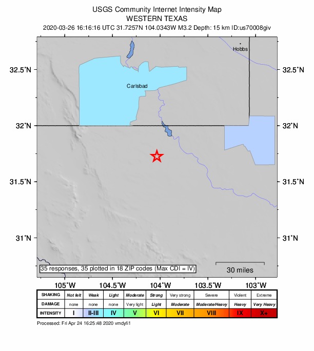 Did You Feel It? map: shaking reported by the public