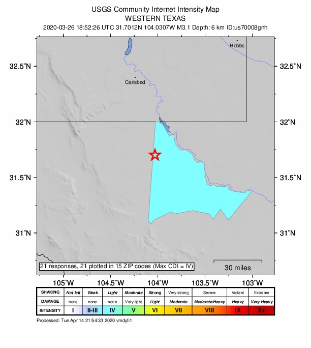 Did You Feel It? map: shaking reported by the public